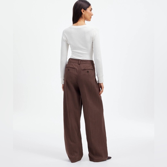 NWT - MADEWELL harlow wide leg pant drapey twill - dark carob - 0P - $118 - Picture 4 of 8
